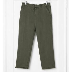 Joie Olive Green Linen Blend Ankle Pants Women’s Size 0 Frayed Hem Casual